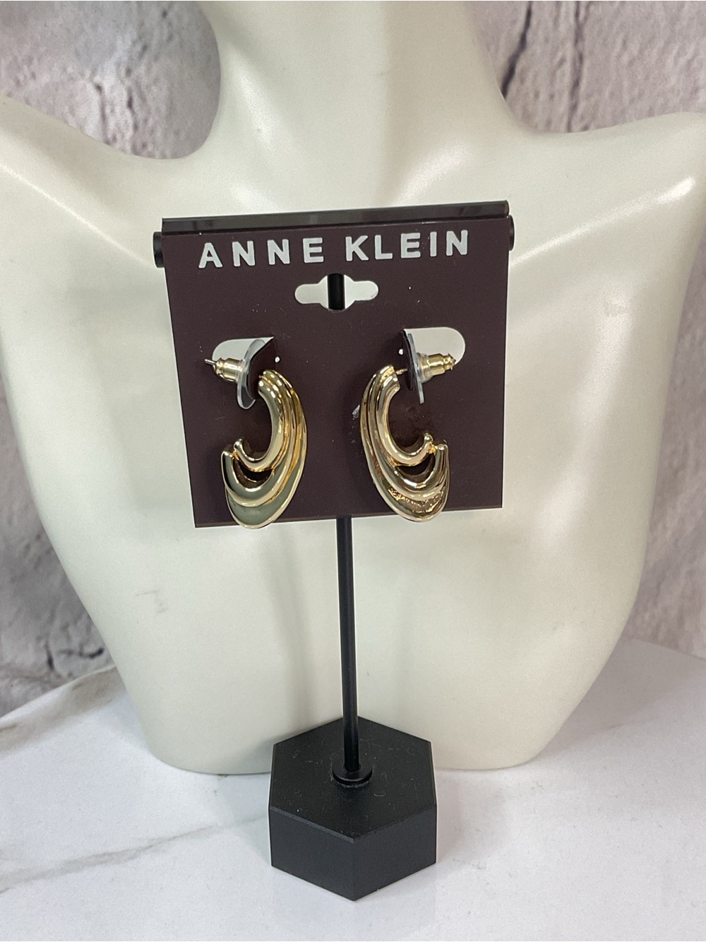 ππ Anne Klein Shiny Gold Multi-Loop Hoop Earrings - Picture 2 of 6